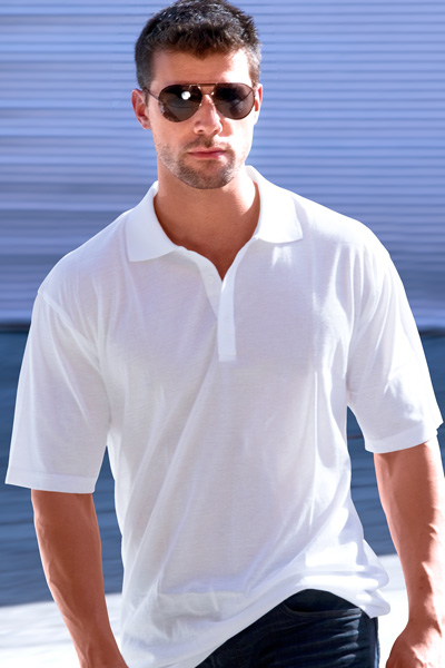 Solid White Tan Through Sport Shirt