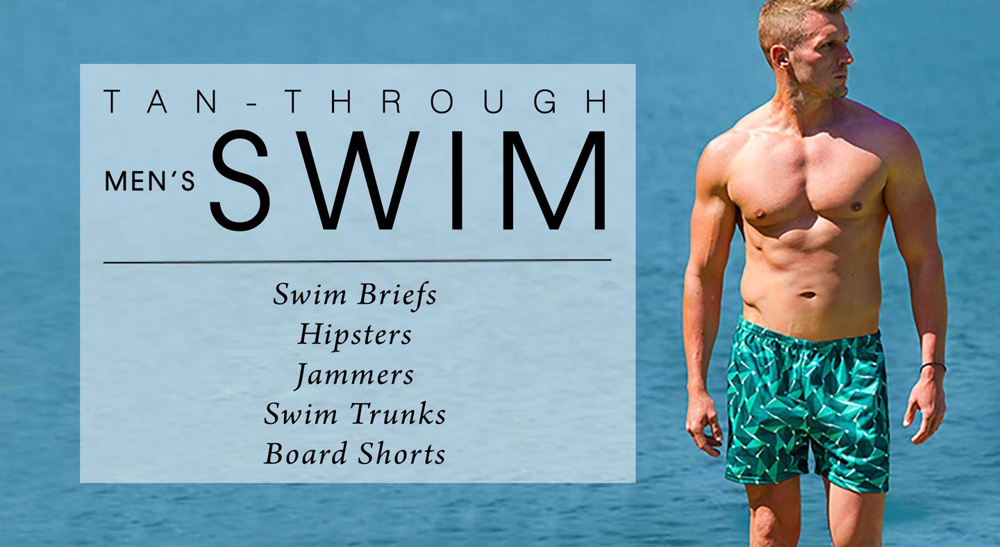 TanThrough swim trunks board shorts