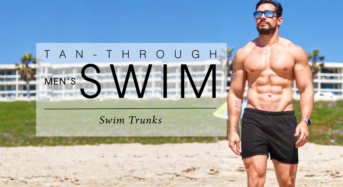 Cooltan tan-through mens swimwear swim trunks